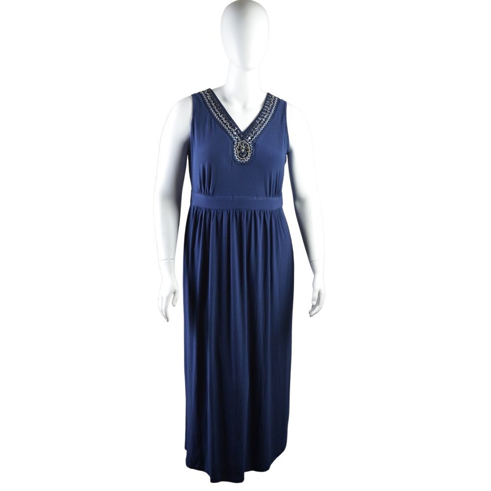 Elementz Woman Maxi Dress with Embellished V Neck - Size 1X - Picture 7 of 7